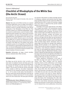 Checklist of Rhodophyta of the White Sea (The Arctic Ocean)