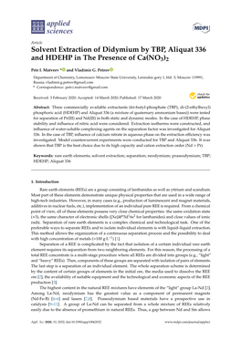 Solvent Extraction of Didymium by TBP, Aliquat 336 and HDEHP in the Presence of Ca(NO3)2