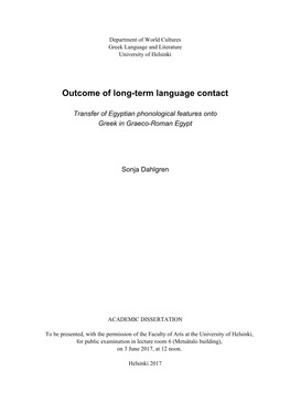 Transfer of Egyptian Phonological Features Onto Greek in Graeco-Roman Egypt