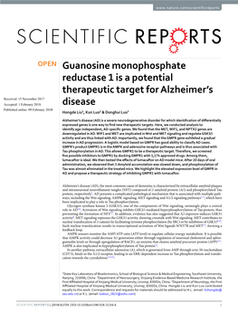 Guanosine Monophosphate Reductase 1 Is a Potential Therapeutic Target