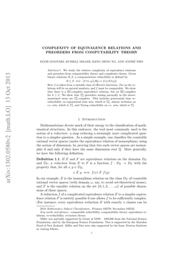 Complexity of Equivalence Relations and Preorders from Computability