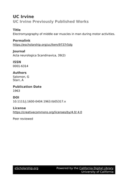 Electromyography of Middle Ear Muscles in Man During Motor Activities