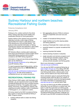 Sydney Harbour and Northern Beaches Recreational Fishing Guide
