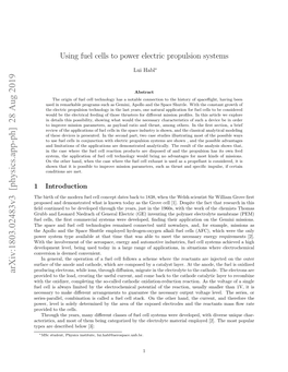 Using Fuel Cells to Power Electric Propulsion Systems