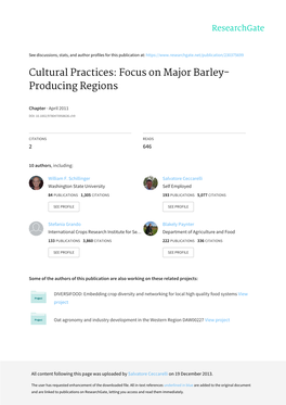 Cultural Practices: Focus on Major Barley‐ Producing Regions