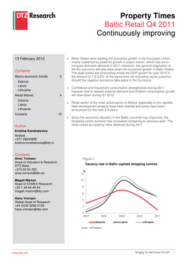 Property Times Baltic Retail Q4 2011 Continuously Improving