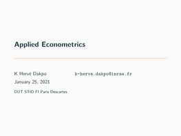 Applied Econometrics