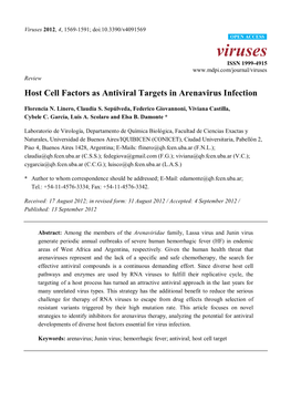 Host Cell Factors As Antiviral Targets in Arenavirus Infection