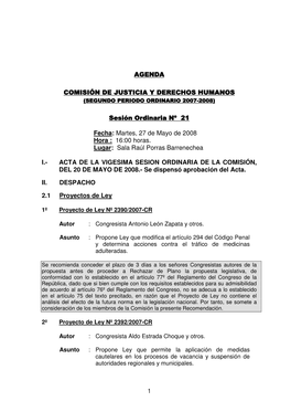 1 Agenda Com Isión De Justicia Y Derechos Hum Anos Com