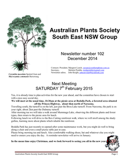 Australian Plants Society South East NSW Group Page 1