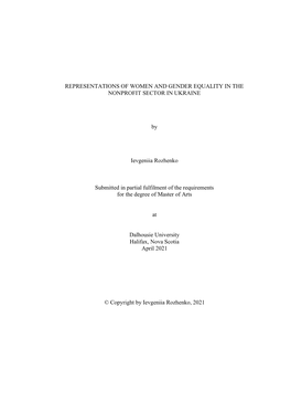 Representations of Women and Gender Equality in the Nonprofit Sector in Ukraine