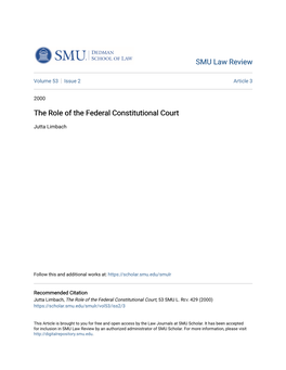 The Role of the Federal Constitutional Court