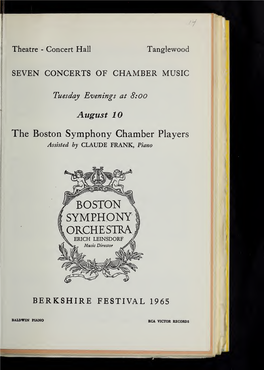 Boston Symphony Orchestra Concert Programs, Summer, 1965-1966