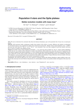 Population II Stars and the Spite Plateau Stellar Evolution Models with Mass Loss M