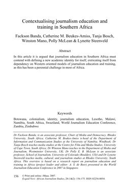 Ecquid Novi: African Journalism Studies Vol 28