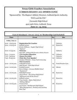 2015 Region I All Sports Clinic Agenda