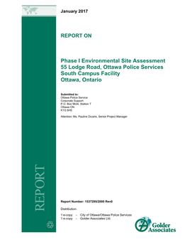 Phase I Environmental Site Assessment 55 Lodge Road, Ottawa Police Services South Campus Facility Ottawa, Ontario
