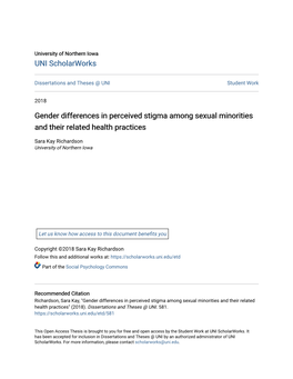 Gender Differences in Perceived Stigma Among Sexual Minorities and Their Related Health Practices