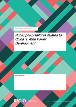 Public Policy Failures Related to China´S Wind Power Development