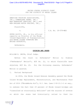 Case 1:18-Cv-00378-WES-PAS Document 33 Filed 03/19/19 Page