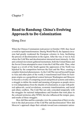 Road to Bandung: China's Evolving Approach to De-Colonization