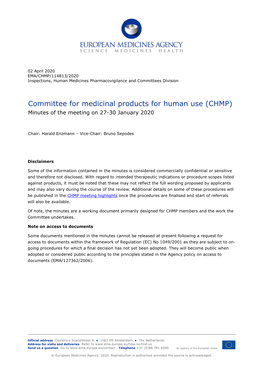 Minutes of the CHMP Meeting 27-30 January 2020