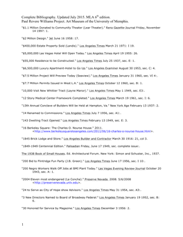 Complete Bibliography. Updated July 2015. MLA 6Th Edition. Paul Revere Williams Project