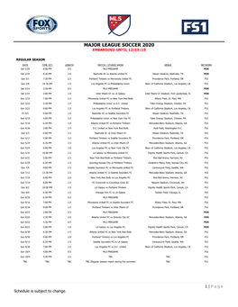 Major League Soccer 2020 Embargoed Until 12/19/19