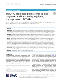 SWAP-70 Promotes Glioblastoma Cellular Migration and Invasion By