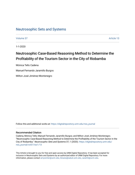 Neutrosophic Case-Based Reasoning Method to Determine the Profitability of the Ourismt Sector in the City of Riobamba