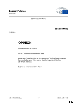 EP PECH Opinion on Vietnam FTA 2018-0356M