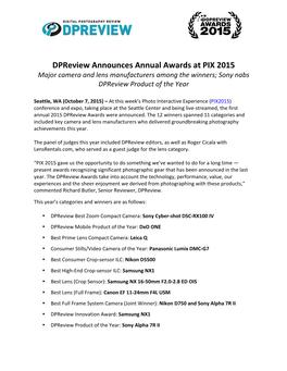 Dpreivew 2015 Awards Release