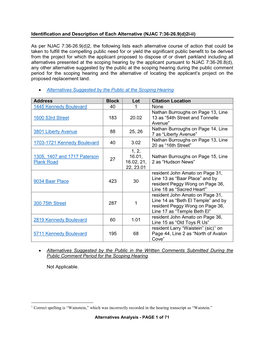 Identification and Description of Each Alternative (NJAC 7:36-26.9(D)2I-Ii)