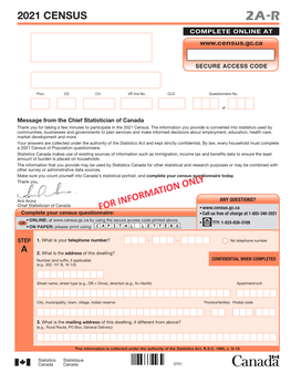 2021 Census for Information Only