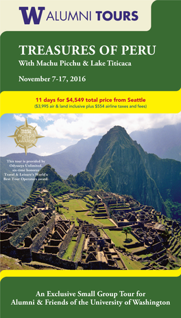 TREASURES of PERU with Machu Picchu & Lake Titicaca