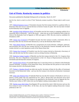 Kentucky Women in Politics