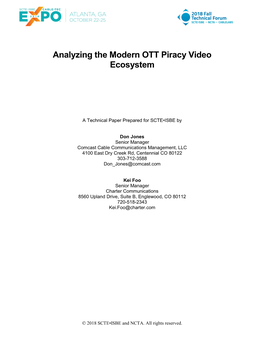 Analyzing the Modern OTT Piracy Video Ecosystem