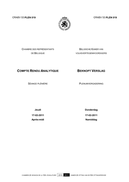 Compte Rendu Analytique Beknopt Verslag