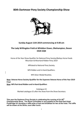 80Th Dartmoor Pony Society Championship Show