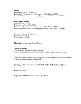 International Programme on the Elimination of Child Labour (IPEC) Statistical Information and Monitoring Programme on Child Labour (SIMPOC)