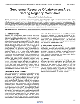 Geothermal Resource Ofbatukuwung Area, Serang Regency, West Java