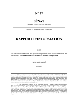 Rapport D'information