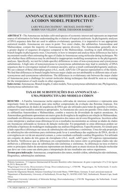 Annonaceae Substitution Rates – a Codon Model Perspective1