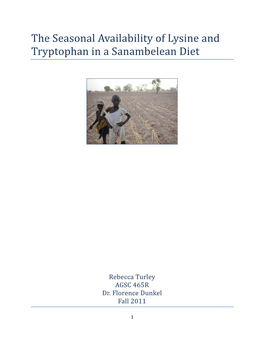 The Seasonal Availability of Lysine and Tryptophan in a Sanambelean Diet