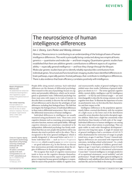 The Neuroscience of Human Intelligence Differences