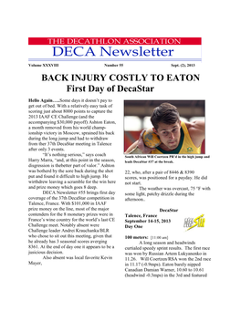 BACK INJURY COSTLY to EATON First Day of Decastar