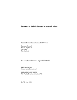 Prospects for Biological Control of Merremia Peltata