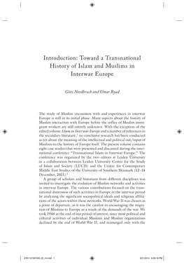Toward a Transnational History of Islam and Muslims in Interwar Europe