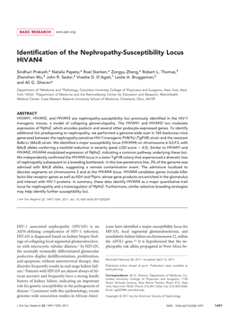 Identification of the Nephropathy-Susceptibility Locus HIVAN4