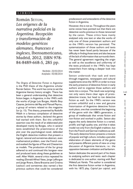 Román Setton, Los Orígenes De La Narrativa Policial En La Argentina